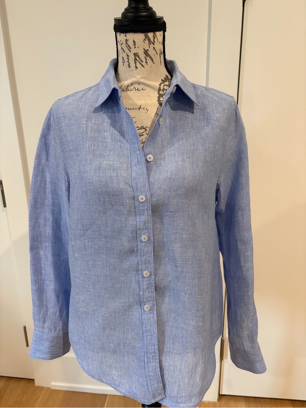 Quince 100% European Linen Long Sleeve Button-Down Shirt French Blue Women's S